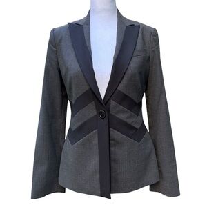 BCBGMaxAzria Charcoal and Black Chevron Women's Blazer | XS